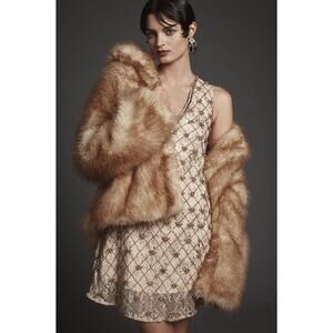 Anthropologie LET ME BE Crystal-Embellished Flapper Mini Shift Dress M NWT $248